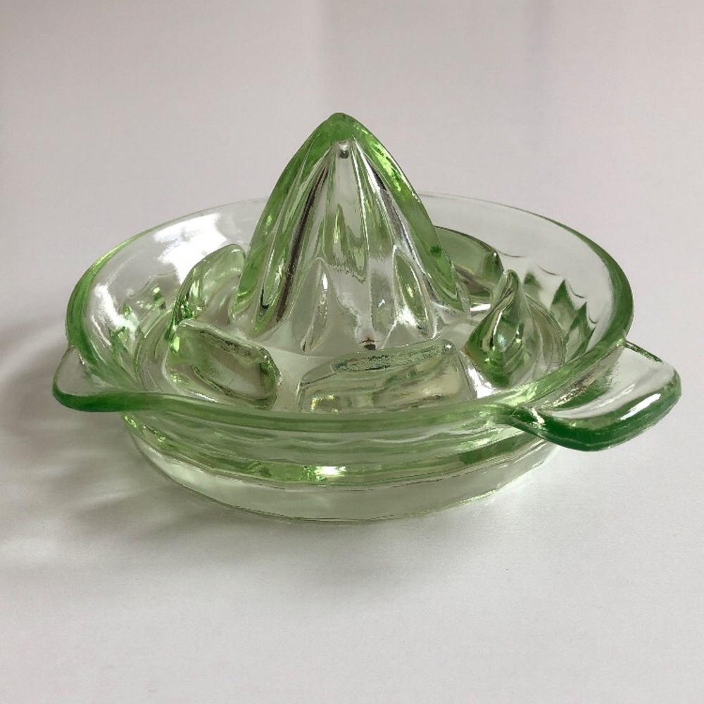 Vintage Green Depression Glass Juicer
